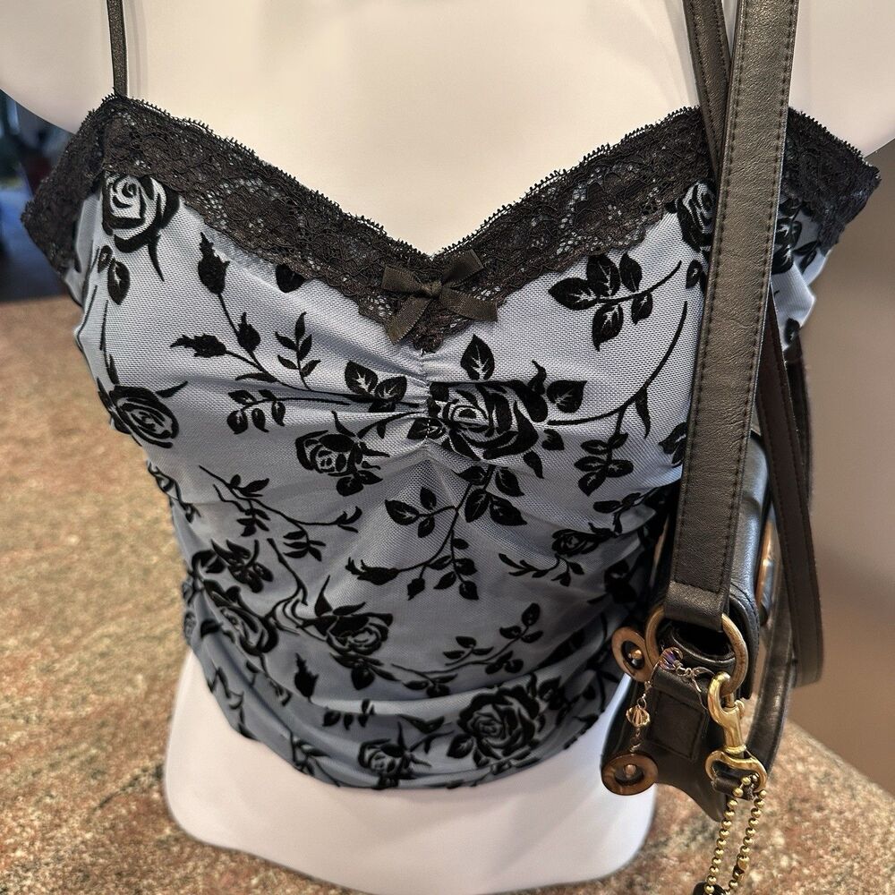 Mixed‎ Threads Womens SZ M Blue/Black Lace Straps  Floral